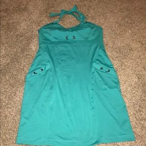 Athleta Halter Dress Sz 8 Teal Blue